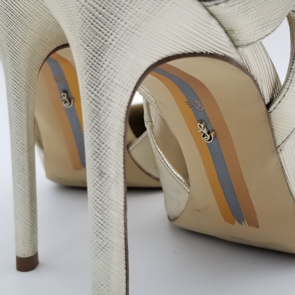 Sam Edelman Adelisa Ankle Strap Stiletto Heels, Gold Leaf, Women's Size 8.5 - Picture 12 of 16